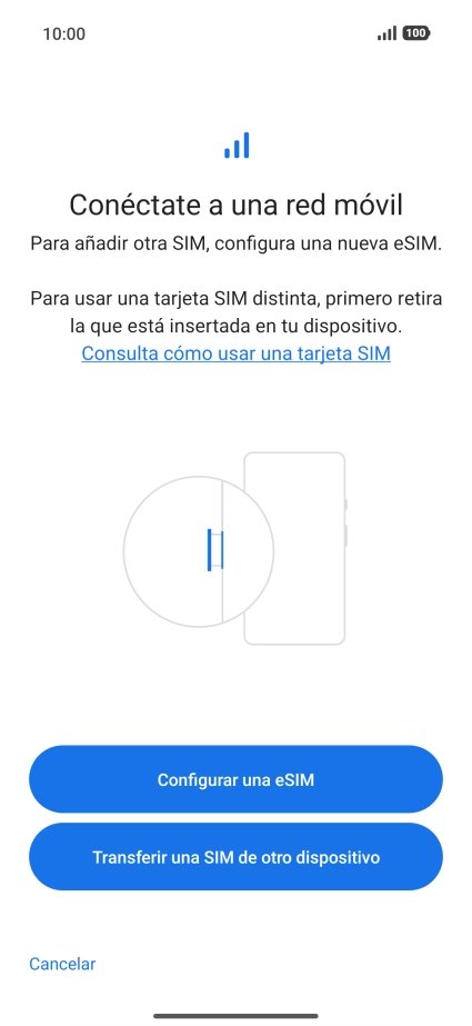 Pulsa Configurar una eSIM. Pulsa Configurar una eSIM.