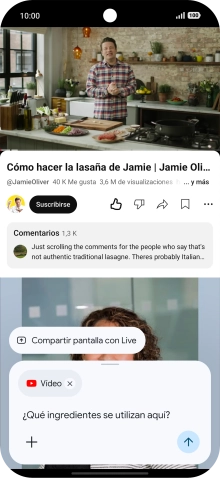 Sigue las indicaciones de la pantalla para escribir o decir en alto la pregunta que quieres hacer del vídeo. Sigue las indicaciones de la pantalla para escribir o decir en alto la pregunta que quieres hacer del vídeo.