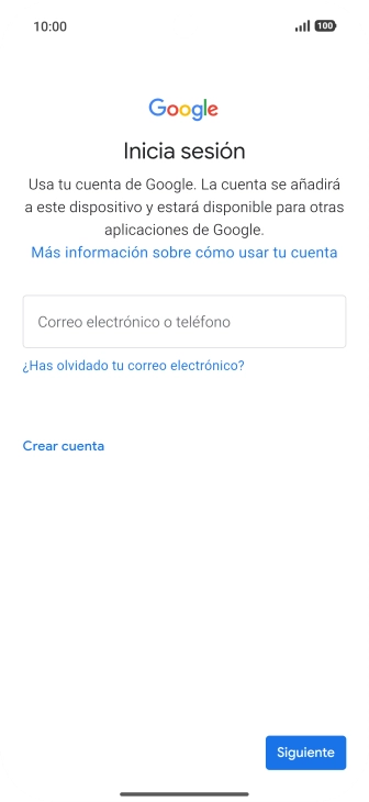 Si no tienes una cuenta de Google, pulsa Crear cuenta y sigue las indicaciones de la pantalla para ver cómo crear una cuenta nueva.