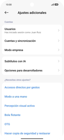 Pulsa Cuentas y sincronización.
