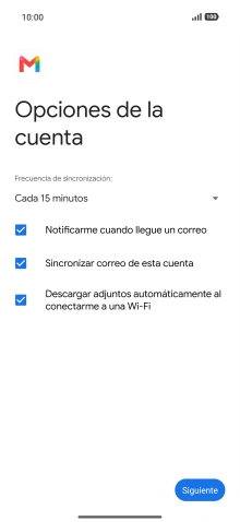 Si aparece en la pantalla esta imagen, tu cuenta de correo electrónico ha sido reconocida y configurada automáticamente. Sigue las indicaciones de la pantalla para introducir más información y terminar la configuración. Si aparece en la pantalla esta imagen, tu cuenta de correo electrónico ha sido reconocida y configurada automáticamente. Sigue las indicaciones de la pantalla para introducir más información y terminar la configuración.