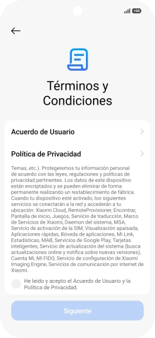 Pulsa en el campo  para aceptar los términos y condiciones.
