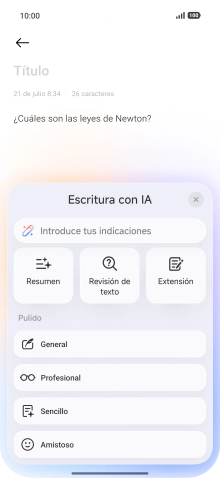 Para generar un texto, pulsa en el campo de escritura. Para generar un texto, pulsa en el campo de escritura.