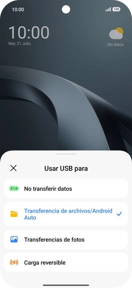Pulsa Transferencia de archivos/Android Auto.
