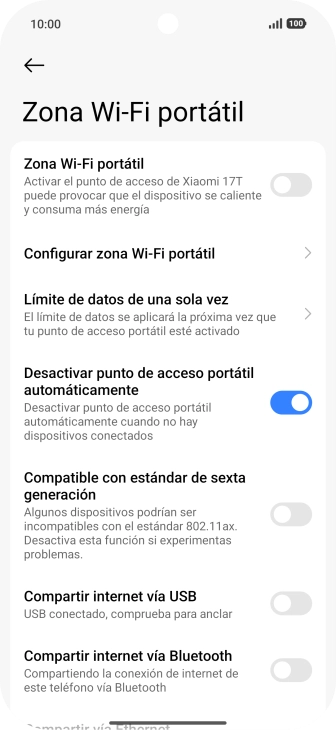 Pulsa Configurar zona Wi-Fi portátil. Pulsa Configurar zona Wi-Fi portátil.