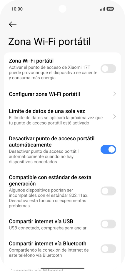 Pulsa Configurar zona Wi-Fi portátil. Pulsa Configurar zona Wi-Fi portátil.