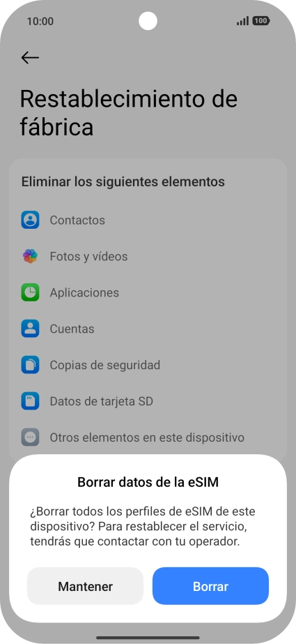 Pulsa el ajuste deseado. Pulsa el ajuste deseado.