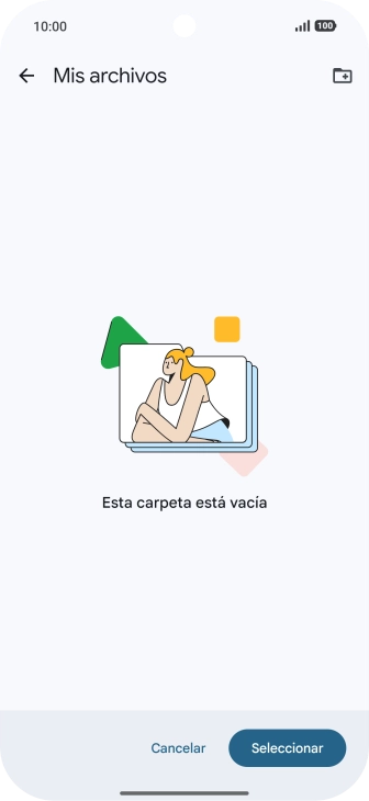 Si deseas crear una nueva carpeta, pulsa el icono de nueva carpeta y sigue las indicaciones de la pantalla para crearla. Si deseas crear una nueva carpeta, pulsa el icono de nueva carpeta y sigue las indicaciones de la pantalla para crearla.