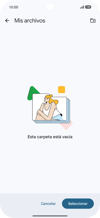 Si deseas crear una nueva carpeta, pulsa el icono de nueva carpeta y sigue las indicaciones de la pantalla para crearla. Si deseas crear una nueva carpeta, pulsa el icono de nueva carpeta y sigue las indicaciones de la pantalla para crearla.