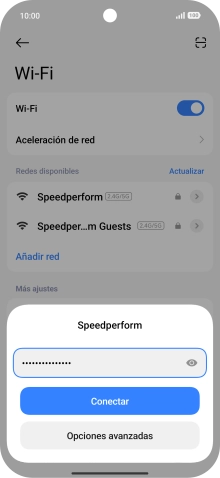 Introduce la contraseña de la red wifi y pulsa Conectar. Introduce la contraseña de la red wifi y pulsa Conectar.