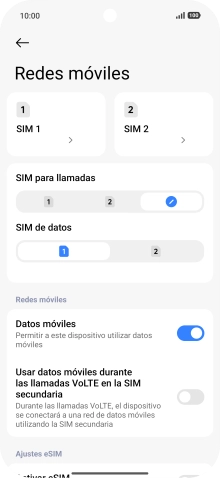 Pulsa la SIM de la línea móvil deseada.