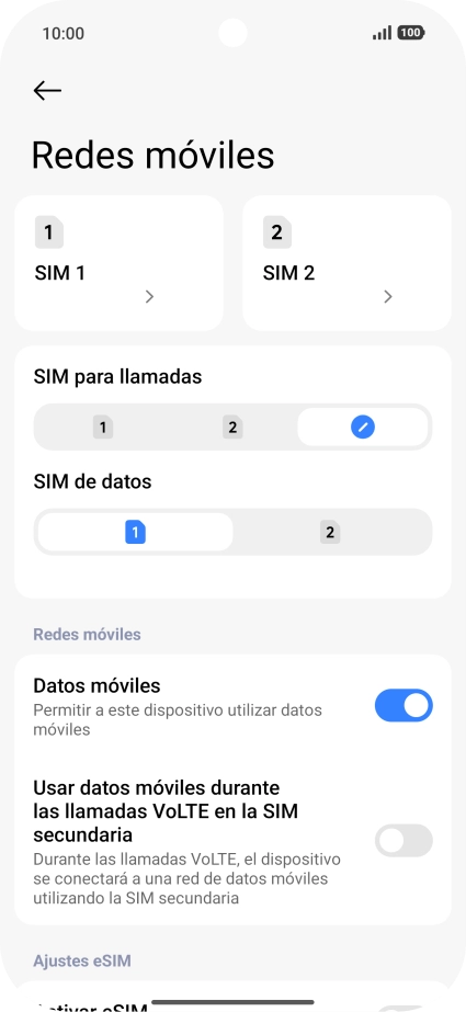 Pulsa la SIM de la línea móvil deseada.
