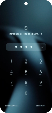Si es necesario desbloquear la tarjeta SIM, introduce el código PIN y pulsa el icono de aceptar.