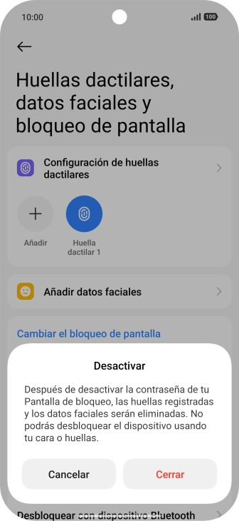 Pulsa Cerrar e introduce el código de seguridad extra que has creado anteriormente. Pulsa Cerrar e introduce el código de seguridad extra que has creado anteriormente.