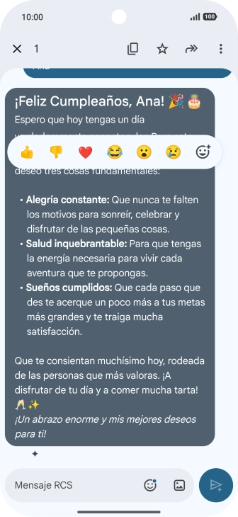 Pulsa la propuesta de texto de Gemini durante unos instantes. Sigue las indicaciones de la pantalla para utilizar el texto propuesto. Pulsa la propuesta de texto de Gemini durante unos instantes. Sigue las indicaciones de la pantalla para utilizar el texto propuesto.