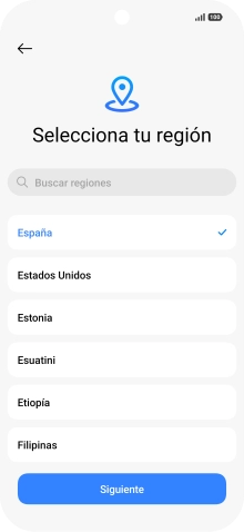 Pulsa el país o el área deseados.