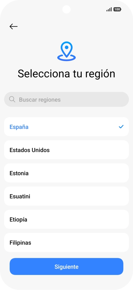 Pulsa el país o el área deseados.