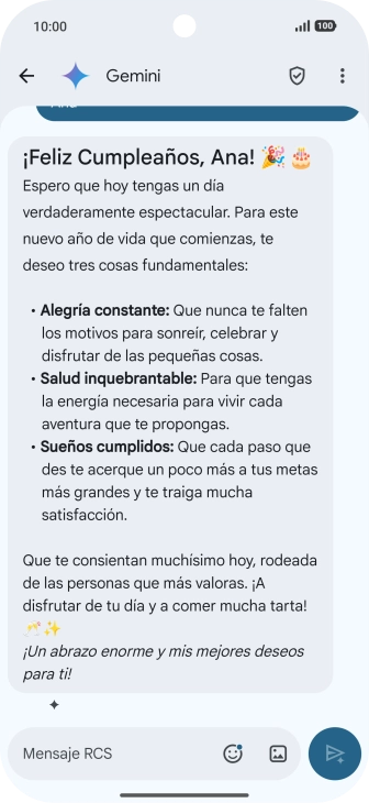 La propuesta de texto de Gemini se visualiza ahora en la pantalla. La propuesta de texto de Gemini se visualiza ahora en la pantalla.