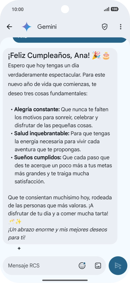 La propuesta de texto de Gemini se visualiza ahora en la pantalla. La propuesta de texto de Gemini se visualiza ahora en la pantalla.
