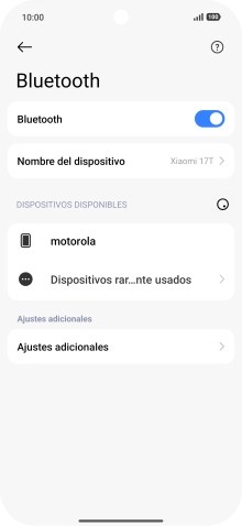 Pulsa el dispositivo Bluetooth deseado y sigue las indicaciones de la pantalla para vincular el dispositivo al teléfono. Pulsa el dispositivo Bluetooth deseado y sigue las indicaciones de la pantalla para vincular el dispositivo al teléfono.