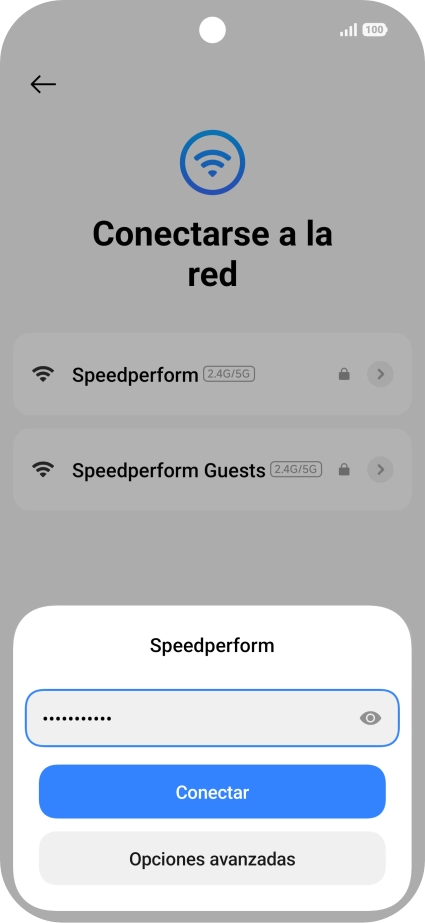 Introduce la contraseña de la red wifi y pulsa Conectar.