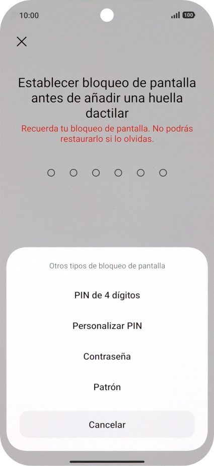 Pulsa el código de seguridad deseado y sigue las indicaciones de la pantalla para crear un código de seguridad del teléfono adicional. Pulsa el código de seguridad deseado y sigue las indicaciones de la pantalla para crear un código de seguridad del teléfono adicional.