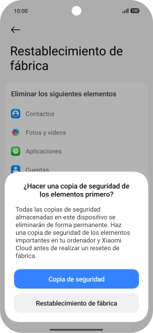 Pulsa Restablecimiento de fábrica. Pulsa Restablecimiento de fábrica.