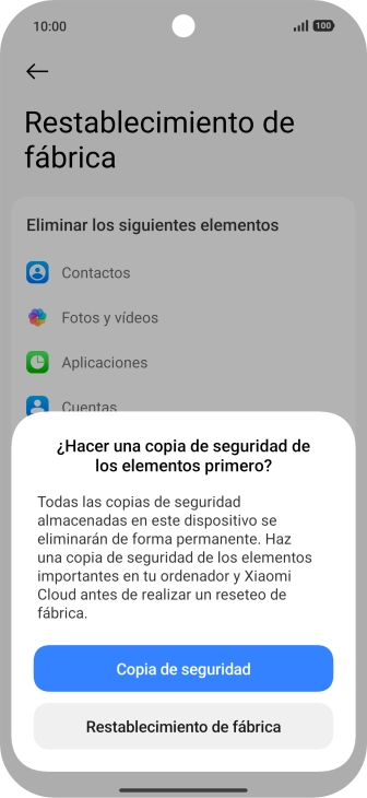 Pulsa Restablecimiento de fábrica. Pulsa Restablecimiento de fábrica.