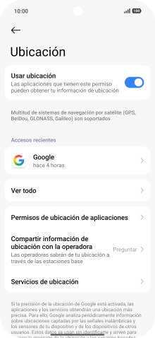 Pulsa Permisos de ubicación de aplicaciones. Pulsa Permisos de ubicación de aplicaciones.