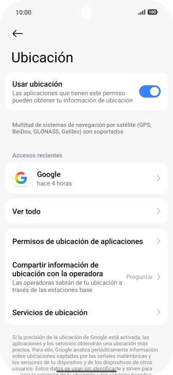 Pulsa Permisos de ubicación de aplicaciones. Pulsa Permisos de ubicación de aplicaciones.