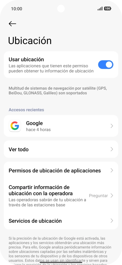 Pulsa Permisos de ubicación de aplicaciones. Pulsa Permisos de ubicación de aplicaciones.