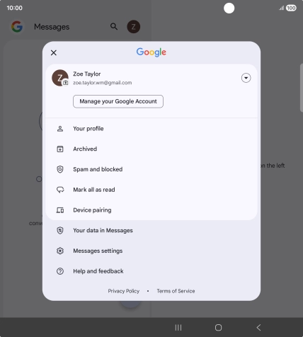 Press Messages settings.