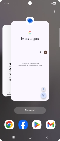 To end one running application, slide your finger upwards on the required application.