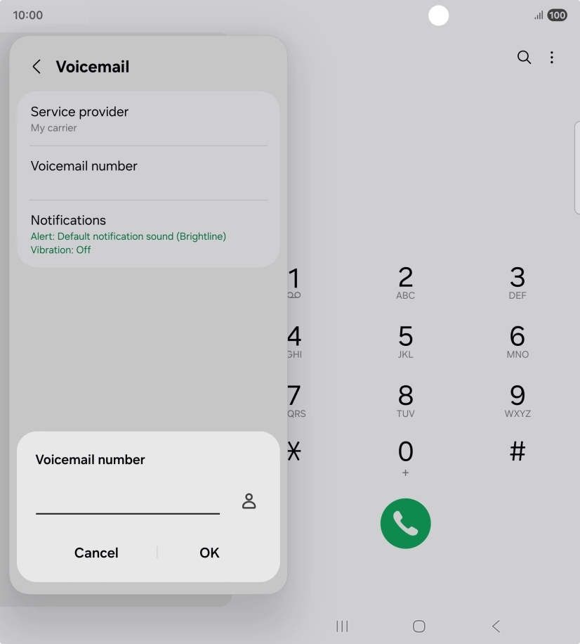 Key in (prefix) 5 (your phone number) and press OK.