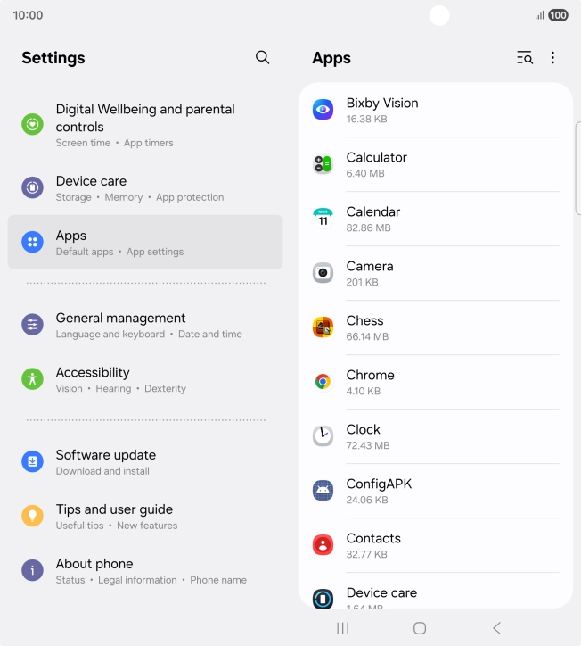 Press the required app.