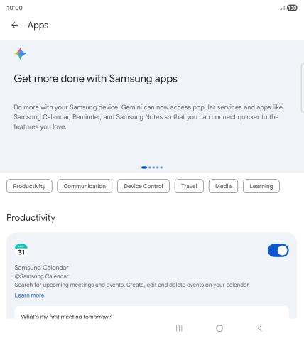 Press the indicator next to the required extension to turn on the function.