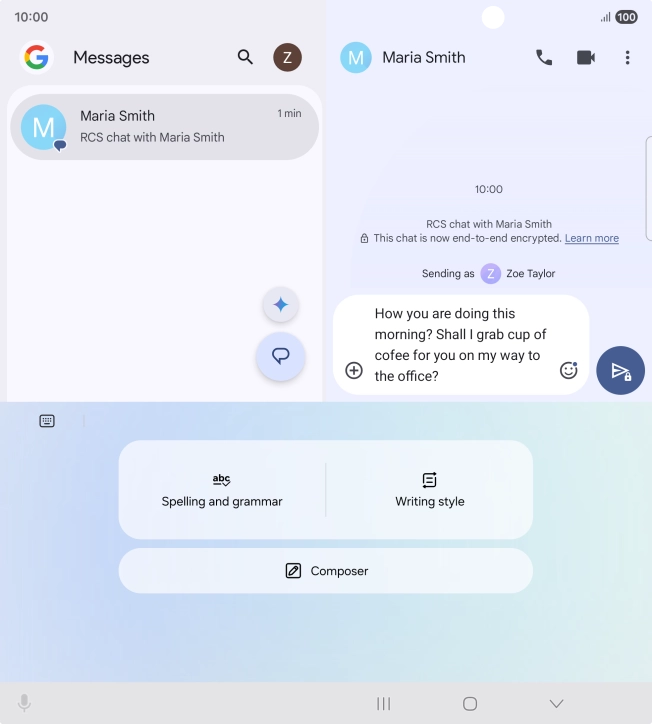 To check your text for grammatical and spelling errors, press Spelling and grammar and follow the instructions on the screen to use the function.