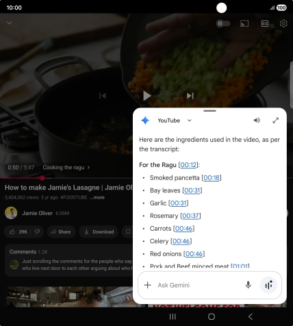 The answer from Gemini to your question is displayed.