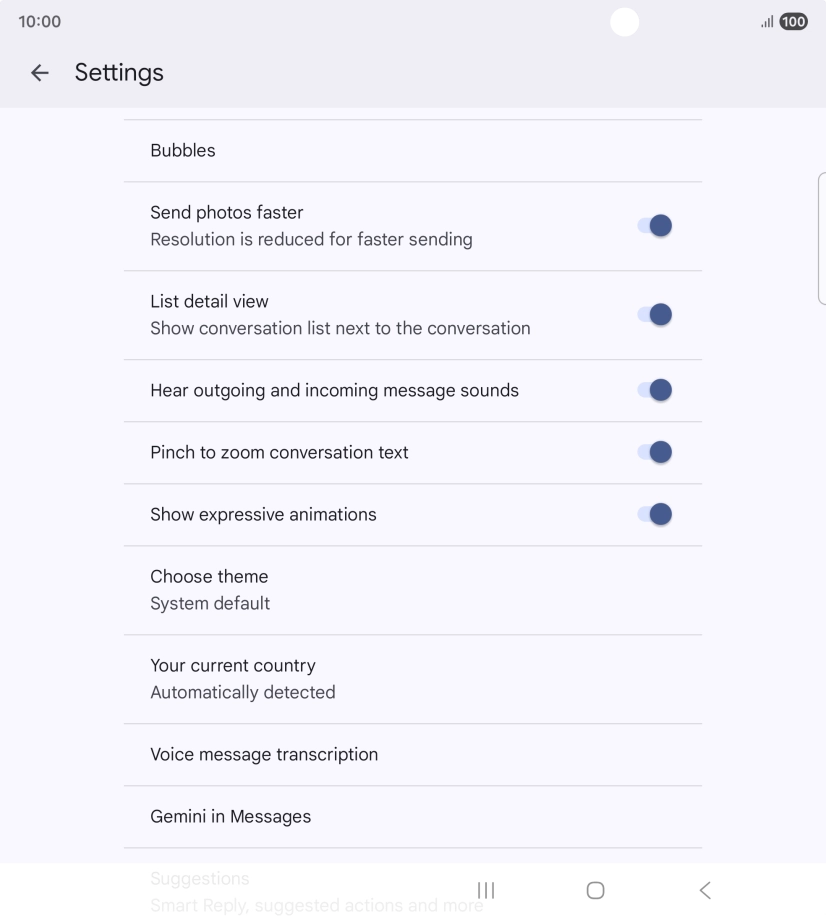 Press Gemini in Messages.