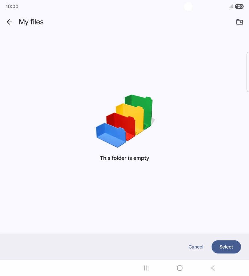 To create a new folder, press the new folder icon and follow the instructions on the screen to create a new folder.