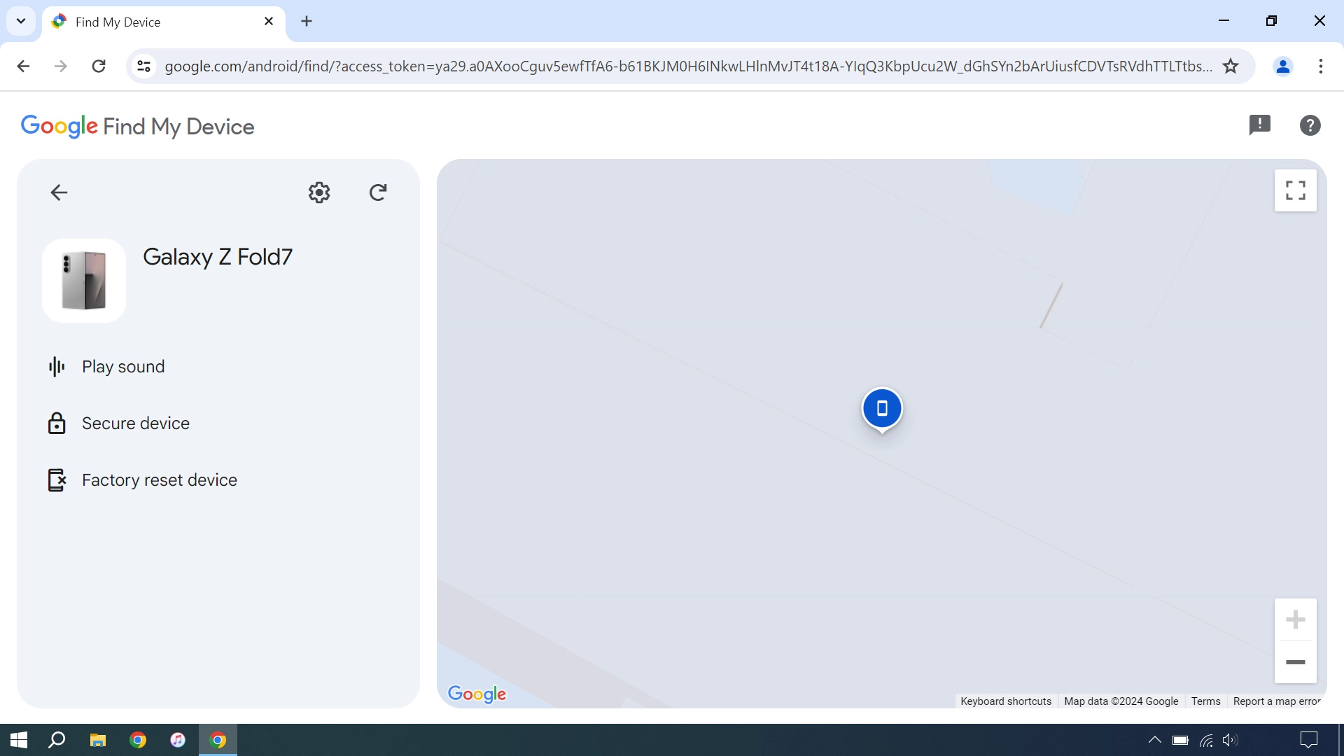 Your phone's latest position is displayed on the map.