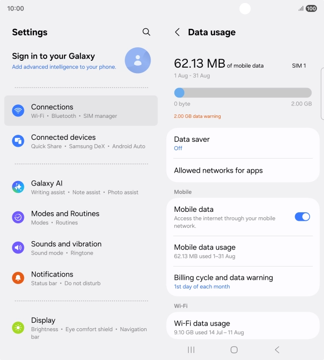 The total data usage is displayed.