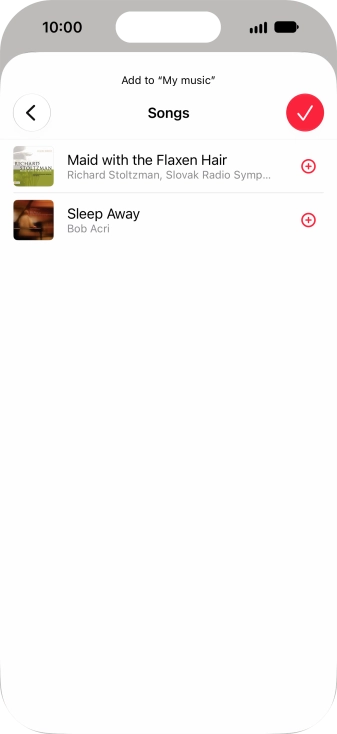 Go to the required category and press the add icon next to the required audio file.