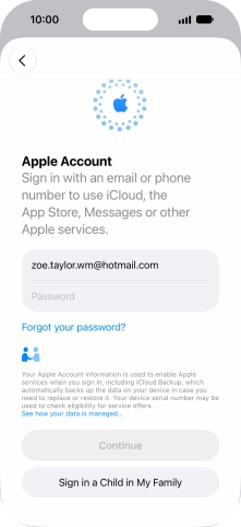 Press Password and key in the password for your Apple Account.