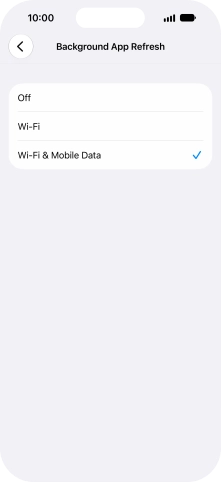 To turn off background refresh of apps, press Off.