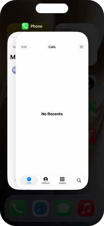 Slide upwards on the required application to end it.