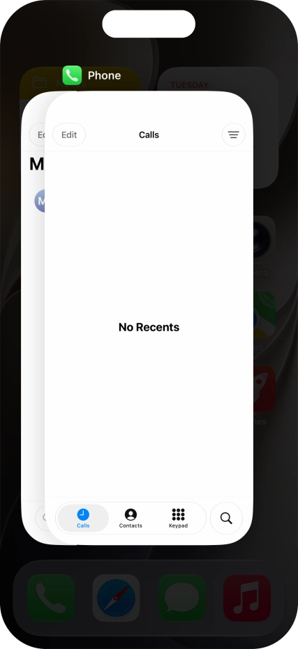 Slide upwards on the required application to end it.