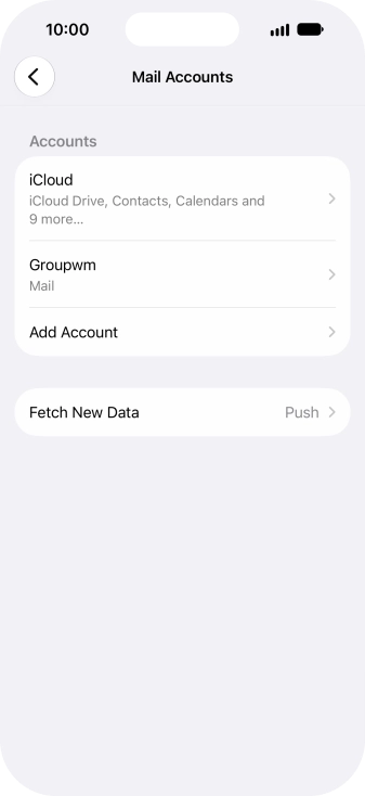 Press the name of the email account you've just set up.