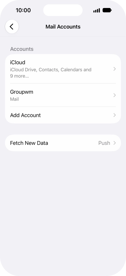 Press the name of the email account you've just set up.