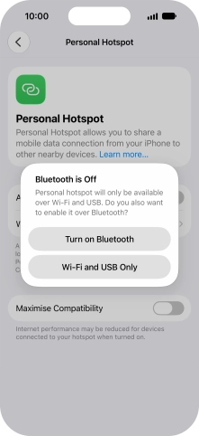 If Wi-Fi is turned on, press Wi-Fi and USB Only.